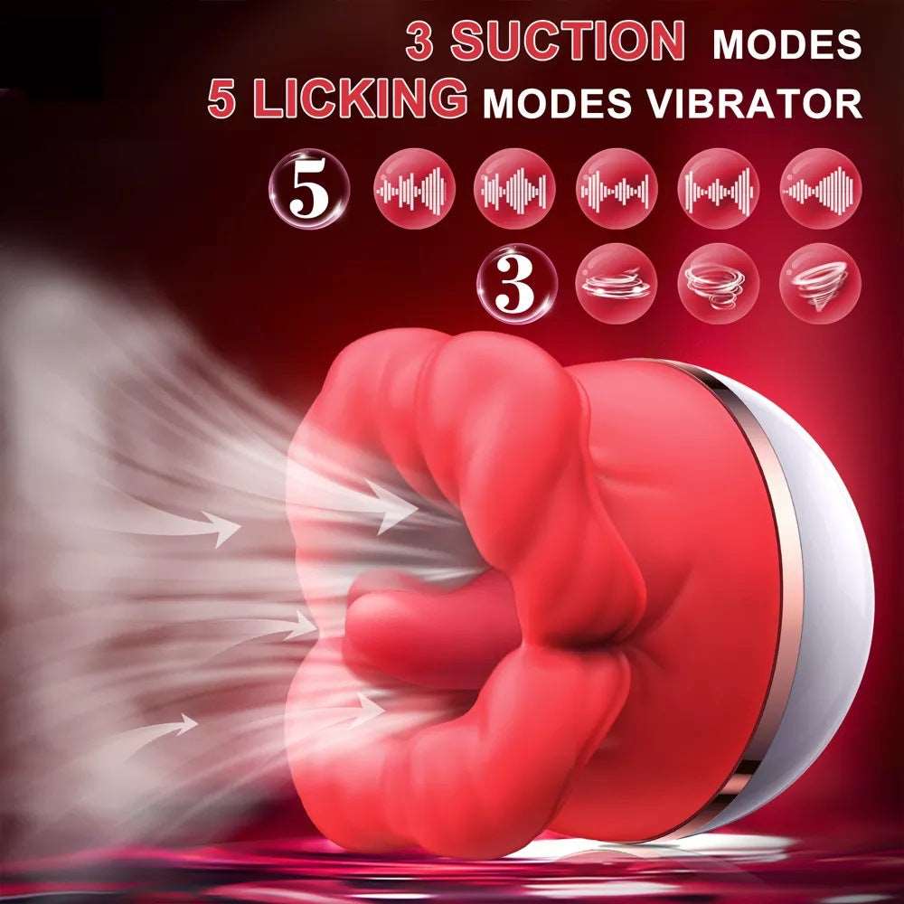 Lurevibe - Big-Mouth Tongue Sucking Female Masturbator Massager Rechargeable Vibrator - Lurevibe