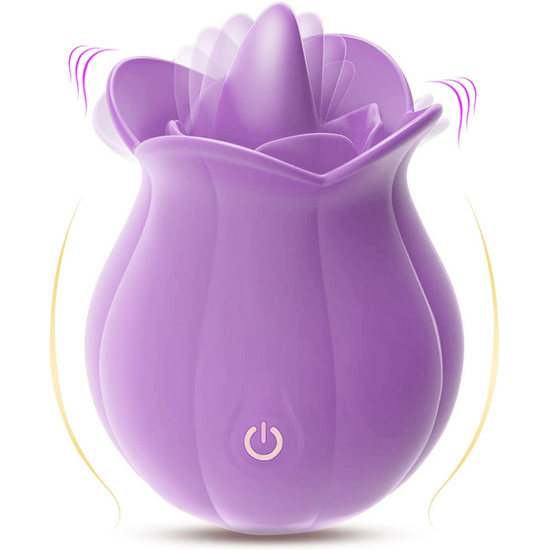 Lurevibe - 10 Speeds Rose Vibrator With Tongue - Lurevibe