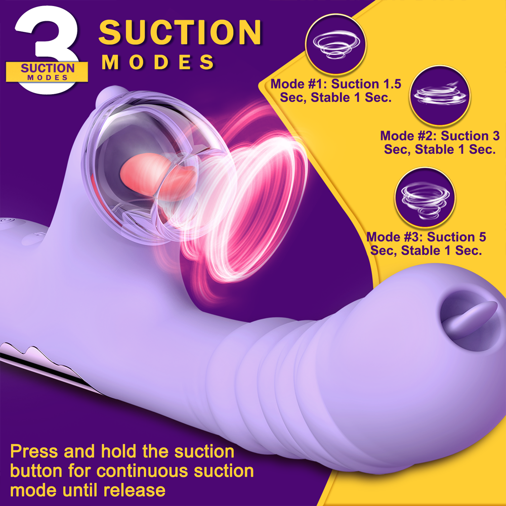 Lurevibe - Small Dinosaur Vibrator - Multi-frequency Telescopic Tongue Sucking Clit Stimulation Vibrator - Lurevibe