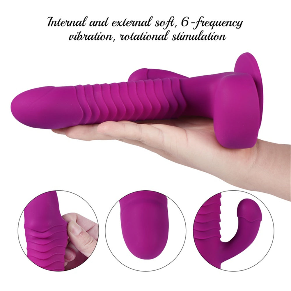 Lurevibe - 360 Degree Rotating Telescopic Dildo Vibrator With Suction Cup Wireless Remote Control - Lurevibe