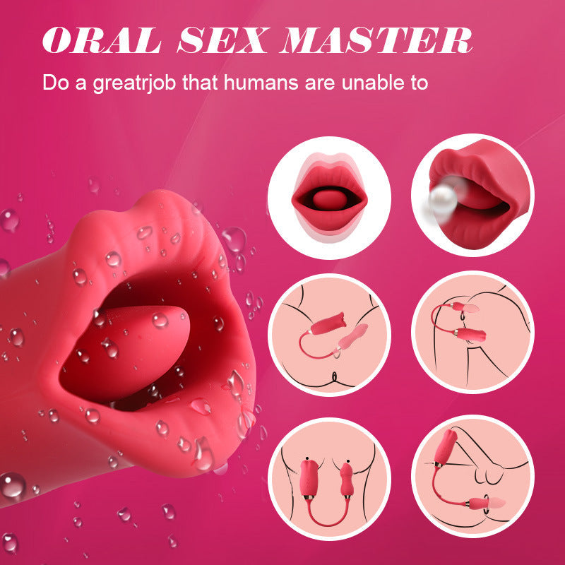 Lurevibe - Rose Muncher Scarlet Rose kiss 3-in-1 Bitting & Thrusting Vibrator - Lurevibe