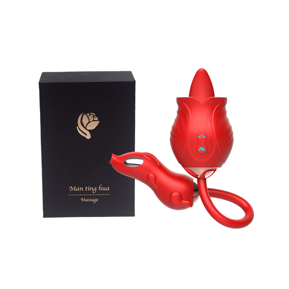 Lurevibe - New Rose Double Head Tongue Licking Vibration Jump Egg For Women - Lurevibe