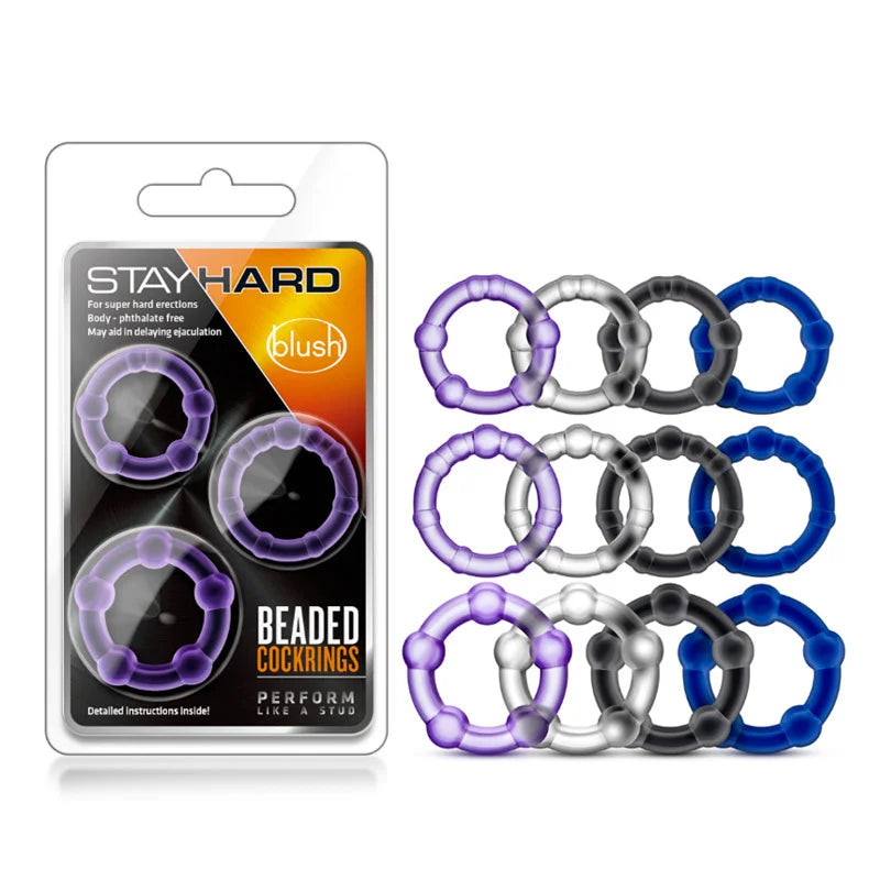 Lurevibe - Erection Enhancing Beaded Cock Rings Set - Lurevibe