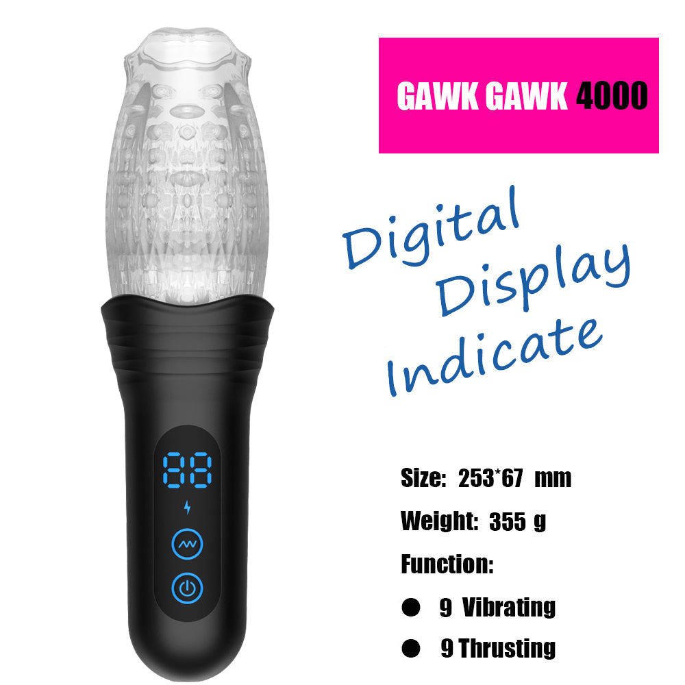 Lurevibe - Gawk Gawk 4000 Masturbator Masturbating Electric Sex Toy for Men with 9 Vibration and Telescopic Modes - Lurevibe