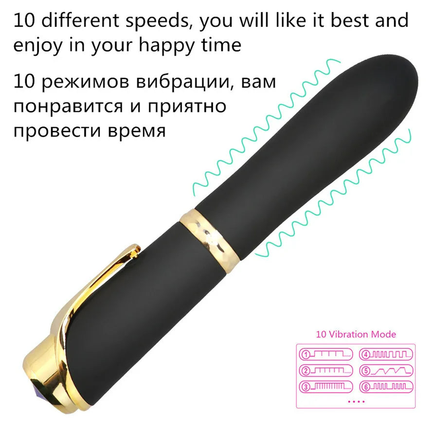 Lurevibe 10 Speed Pen-shaped G-spot Vibrating Dildo Magic Massager - Lurevibe